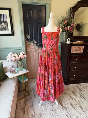 JessaKae Coral and Pink Tiered Floral Sundress
